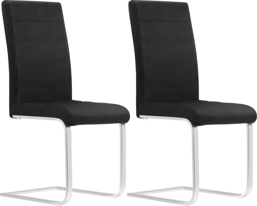 KAMYRA Set van 2 Velvet Eetkamerstoelen Eetkamerstoel Stijlvol Ergonomisch & Comfortabel Zwart