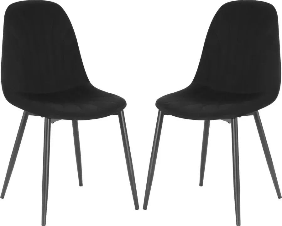 KAMYRA Set Van 2 Velvet Eetkamerstoelen Eetkamerstoel Stijlvol Ergonomisch & Comfortabel Zwart