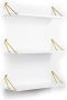 KAMYRA Set Van 3 Moderne Wandplanken Altai Boekenplanken Wit Goud 60x18x12.5cm - Thumbnail 1