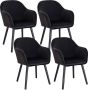 KAMYRA Set van 4 Velvet Eetkamerstoelen met Armleuning Eetkamerstoel Stoel Kuipstoel Loungestoel 40x40x81 cm Wit - Thumbnail 1