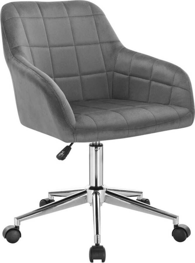 KAMYRA Velvet Bureaustoel met Armleuning In Hoogte Verstelbaar Stoel Bureaustoelen Donkergrijs