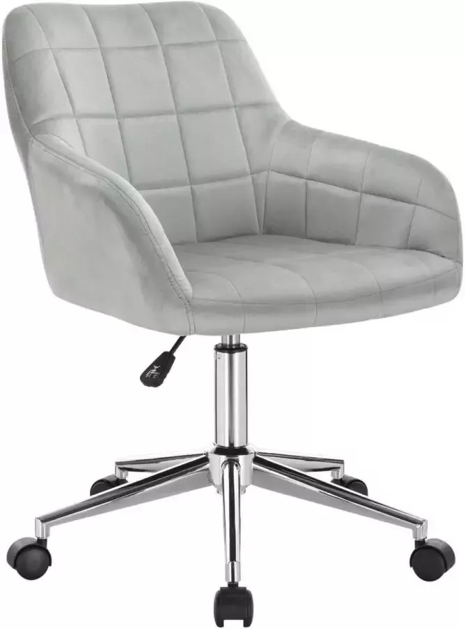 KAMYRA Velvet Bureaustoel met Armleuning In Hoogte Verstelbaar Stoel Bureaustoelen Lichtgrijs