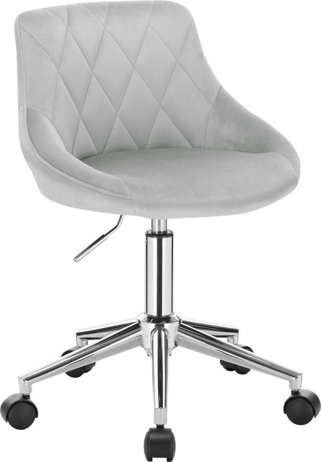 KAMYRA Velvet Bureaustoel voor Kinderen schoonheidsspecialiste stoel Ergonomisch Verrijdbaar & In Hoogte Verstelbaar Fluweel licht grijs
