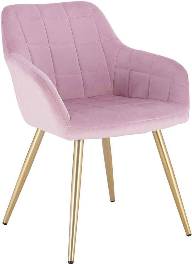 KAMYRA Velvet Eetkamerstoel Gestoffeerd & Met Armleuning 1 stuk Eetkamerstoelen voor bij de Eettafel Lichtgrijs met Zwarte Poten