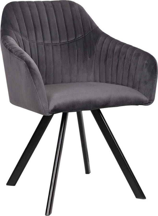 KAMYRA Velvet Eetkamerstoel met Armleuningen Eetkamerstoelen Stoel Kuipstoel Loungestoel Voor Eettafel Grijs