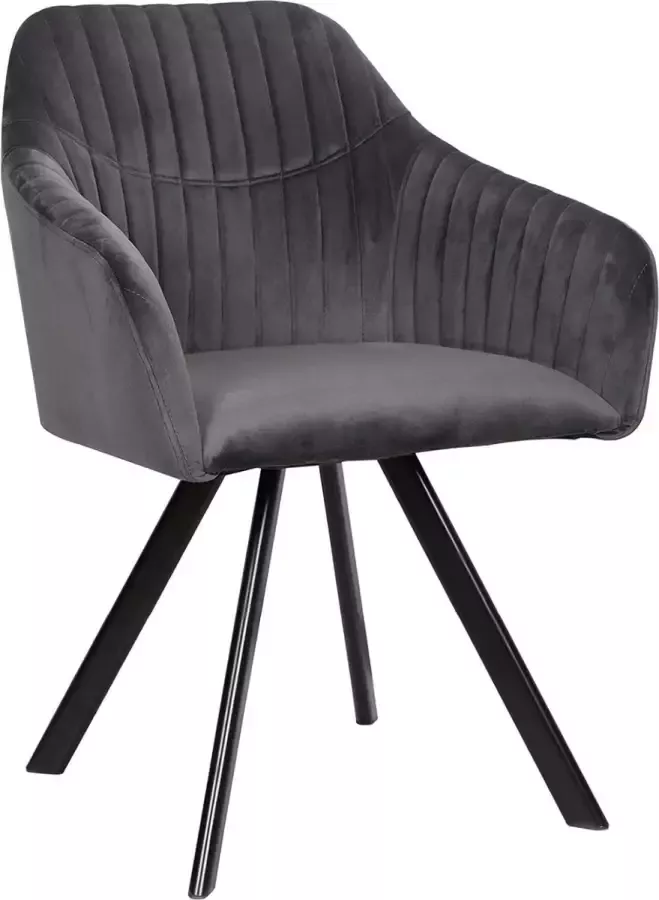 KAMYRA Velvet Eetkamerstoel met Armleuningen Eetkamerstoelen Stoel Kuipstoel Loungestoel Voor Eettafel Grijs