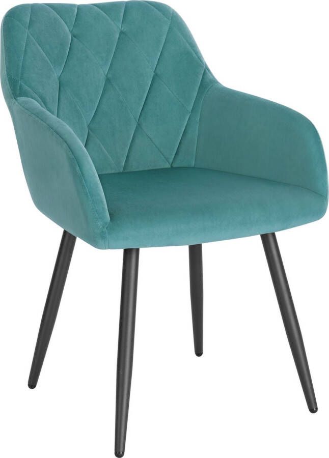 KAMYRA Velvet Eetkamerstoel Stijlvol Ergonomisch & Comfortabel Turquoise