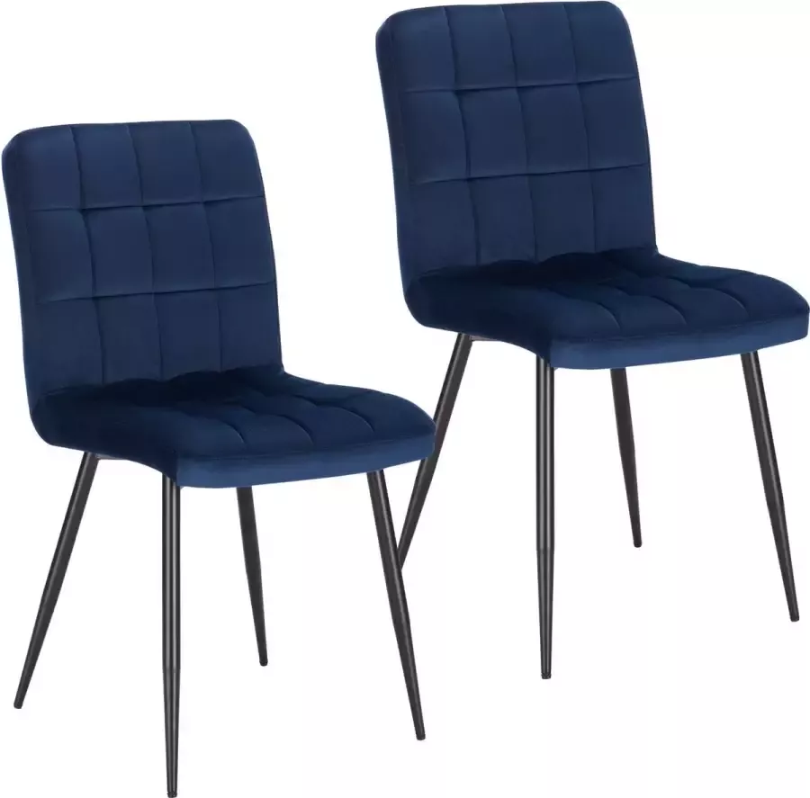 KAMYRA Velvet Eetkamerstoelen Eetkamerstoel Stijlvol Ergonomisch & Comfortabel Set van 2 Blauw