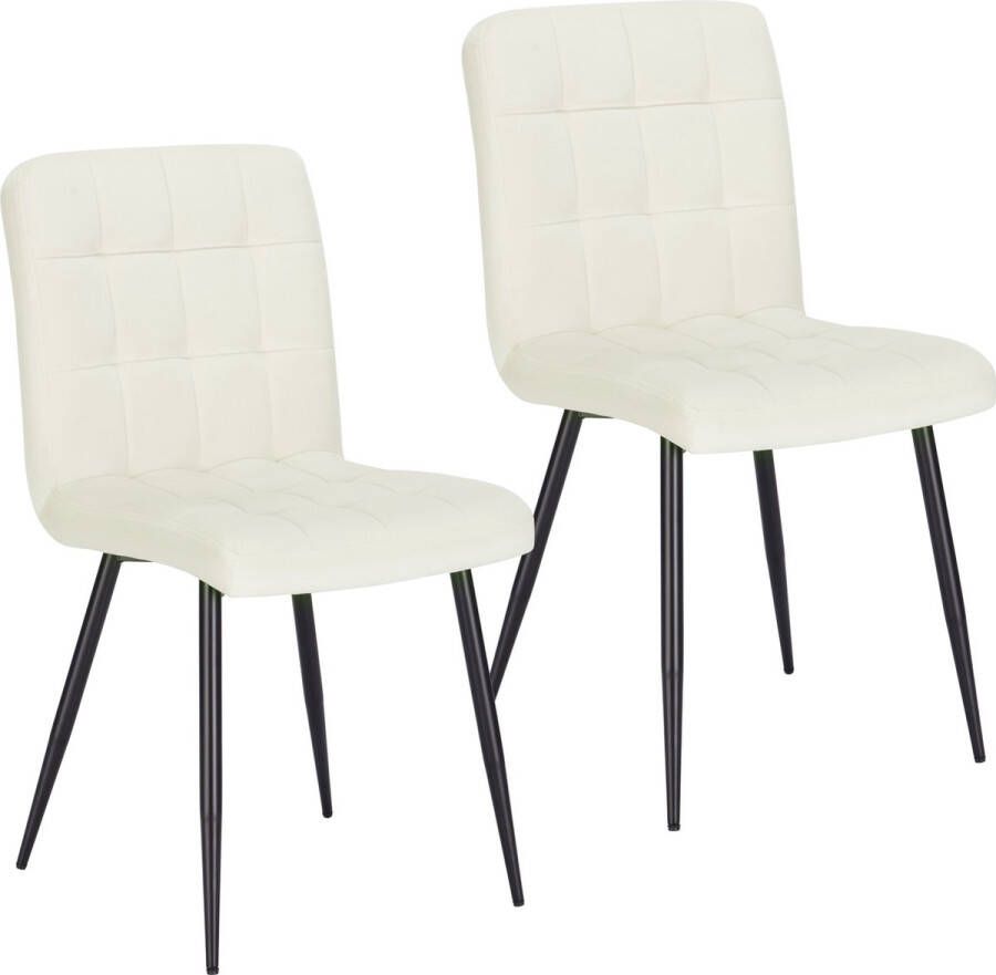KAMYRA Velvet Eetkamerstoelen Eetkamerstoel Stijlvol Ergonomisch & Comfortabel Set van 2 Crème