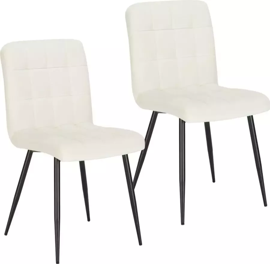 KAMYRA Velvet Eetkamerstoelen Eetkamerstoel Stijlvol Ergonomisch & Comfortabel Set van 2 Crème