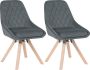 KAMYRA Velvet Eetkamerstoelen Eetkamerstoel Stijlvol Ergonomisch & Comfortabel Set van 2 Donkergrijs - Thumbnail 1
