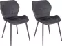 KAMYRA Velvet Eetkamerstoelen Eetkamerstoel Stijlvol Ergonomisch & Comfortabel Set van 2 Donkergrijs - Thumbnail 2