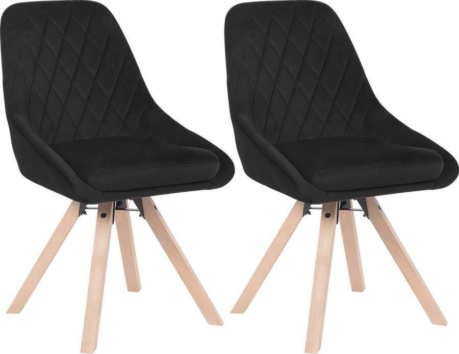 KAMYRA Velvet Eetkamerstoelen Eetkamerstoel Stijlvol Ergonomisch & Comfortabel Set van 2 Zwart