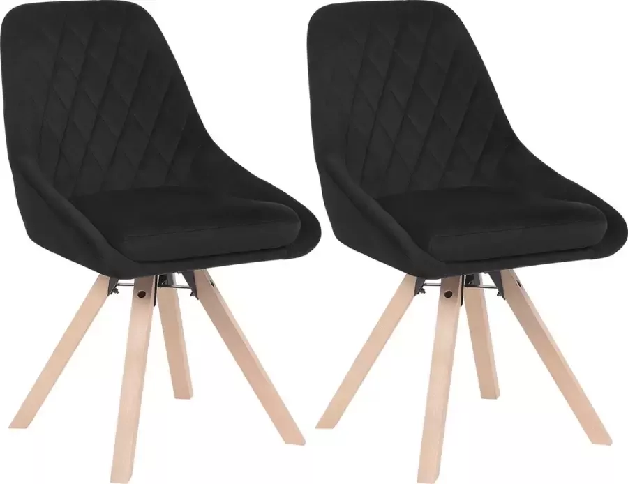 KAMYRA Velvet Eetkamerstoelen Eetkamerstoel Stijlvol Ergonomisch & Comfortabel Set van 2 Zwart