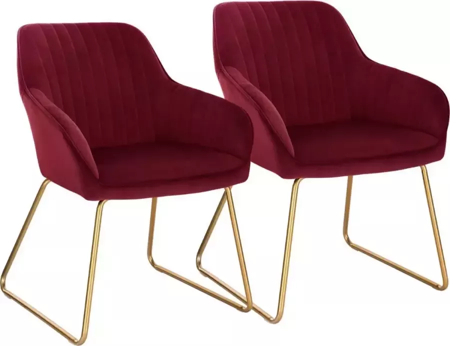 KAMYRA Velvet Eetkamerstoelen met Armleuning Eetkamerstoel Velours Stijlvol Ergonomisch & Comfortabel Set van 2 Grijs met Gouden Poten