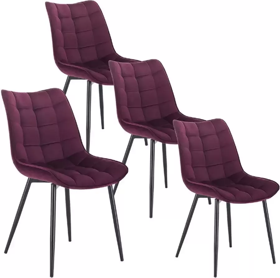 KAMYRA Velvet Stoelen Eetkamerstoelen Velvet Voor bij de Eettafel Woonkamer & Slaapkamer Set van 4 Roze