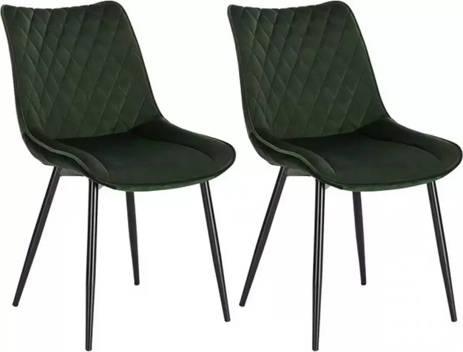 KAMYRA Velvet Stoelen Eetkamerstoelen Voor bij de Eettafel Woonkamer & Slaapkamer Set van 2 Donkergroen