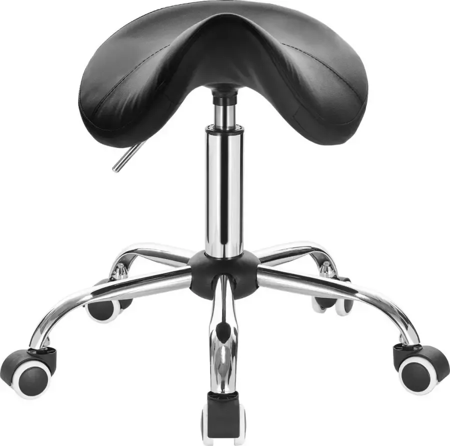 KAMYRA Zadelkruk Kapperskruk op Wielen Ergonomisch Kruk Bureaustoel Verstelbare Tabouret Zwart 36 x 34 cm