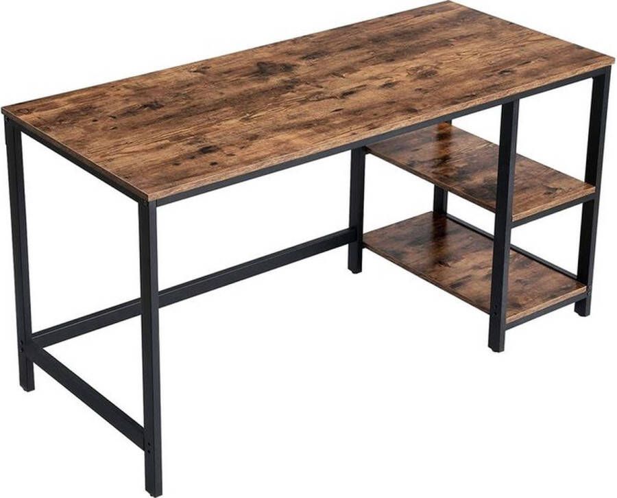 Kantoormeubel Specialist Bureau Computertafel Houten opbergplanken Industriële look Bruin