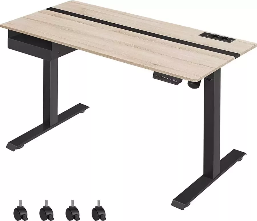 Kantoormeubel Specialist In hoogte verstelbaar bureau Elektrisch bureau Met stopcontacten Traploos verstelbaar 60 x 120 cm Wit - Foto 2