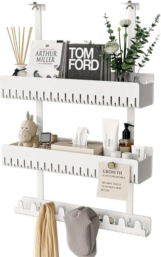 Kapanou Wandgarderobe 2-laags met kledinghaakrail wandgemonteerd rek zwevend rek) met natuurlijke houtnerf