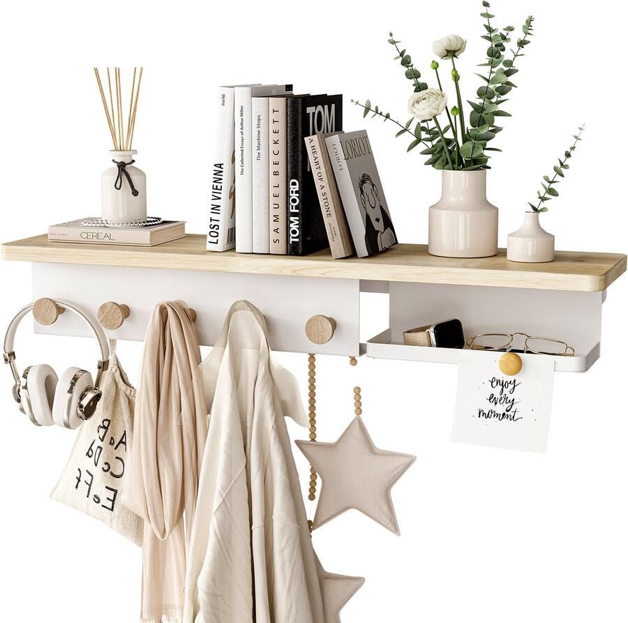 Kapanou Deurrek met 9 kleerhangers en 2 manden Over The Door Hooks Organizer