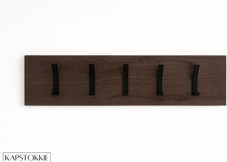 KAPSTOKKIE Luxe kapstok Wandkapstok Kapstok hout Donker eikenhout Wandkapstok hout 5 haken