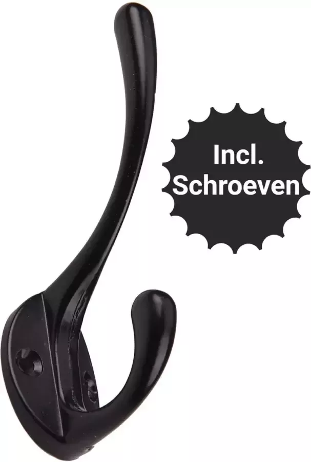 Kapstokschuur.nl Plafondhaak Zwart Anker Jashaak Kapstok haak met 2 haken Wandhaak Ophanghaak Kledinghaak Kapstok haken Wandkapstok - Foto 4