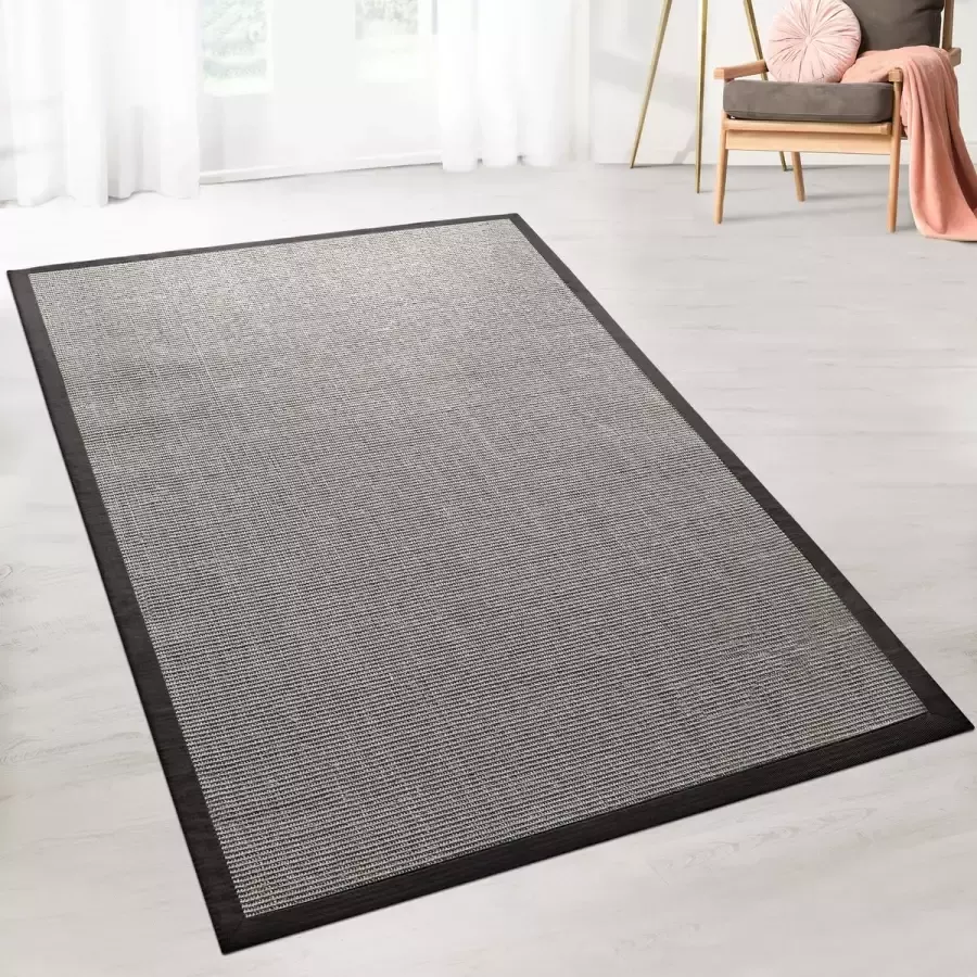 Karat Sisal-Tapijt Vloerkleed Amazonas Grijs Met rand 70 x 130 cm