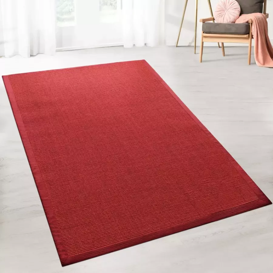 Karat Sisal-Tapijt Vloerkleed Amazonas Rood Met rand 160 x 230 cm