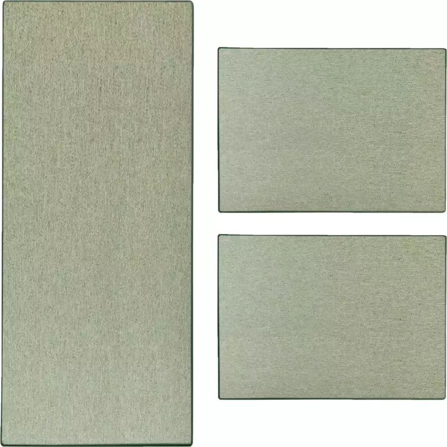 Karat Slaapkamen vloerkleed in Sisal-Optik Sabang 3-Delig Groen 1 Loper: 80 x 300 cm + 2 Loper: 80 x 150 cm