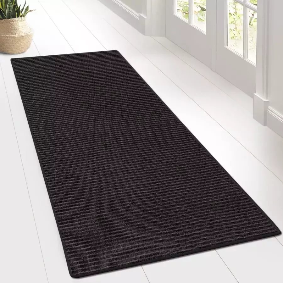 Floordirekt Vloerkleed Sisal Tapijt Sylt Zwart 100 x 400 cm