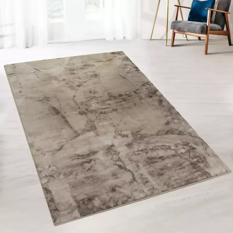 Karathomeliving Vloerkleed Tapijt Soft Paradise Taupe Grijs 120 x 170 cm