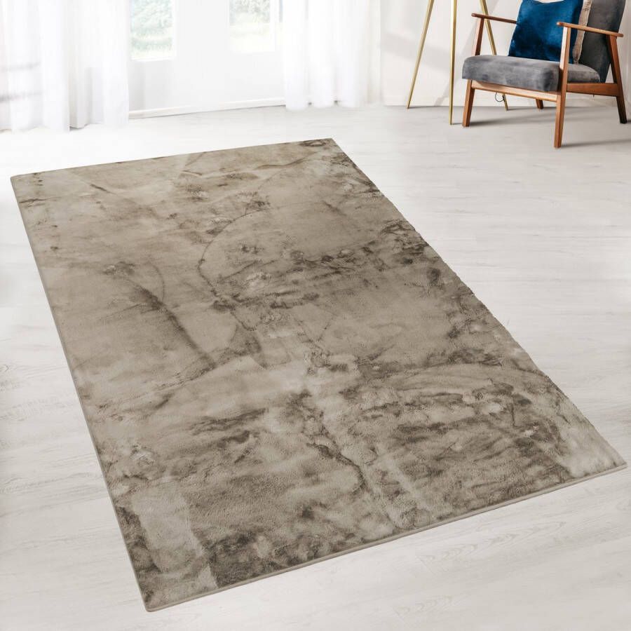 karathomeliving Vloerkleed Tapijt Soft Paradise Taupe Grijs 120 x 170 cm