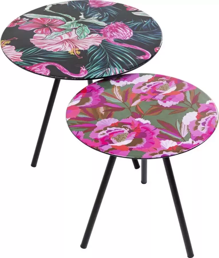 Kare Design Bijzettafel Flamingo Flower (set van 2) - Foto 1