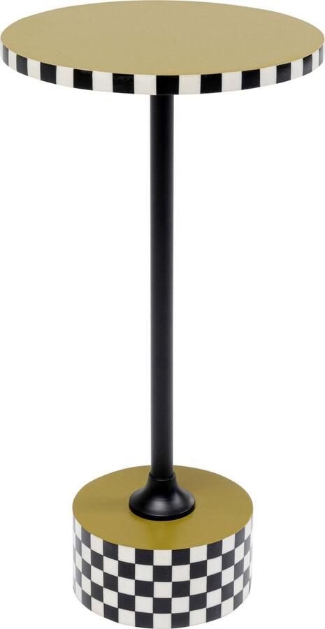 Kare Design Kare Bijzettafel Domero Checkers Olive Ø25cm