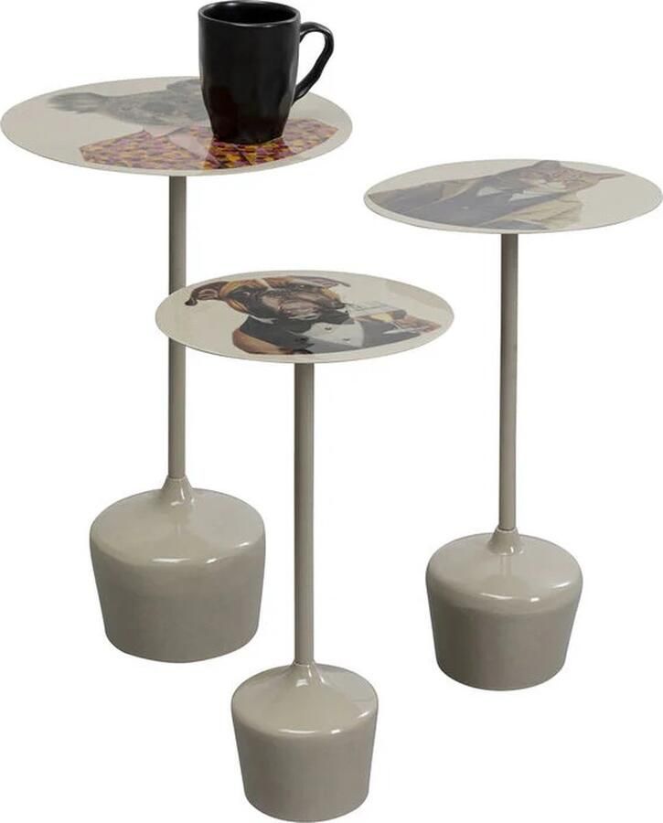 Kare Design Bijzettafeltjes Business Dieren Kat Hond Koala set van 3