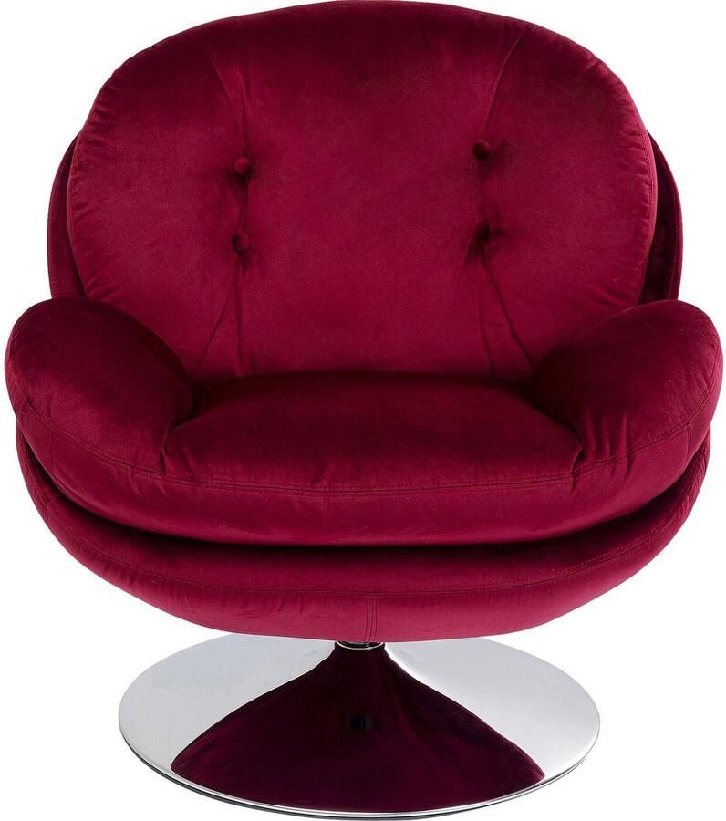 Kare Design Cosy Draaibare Fauteuil Velvet Bessenrood