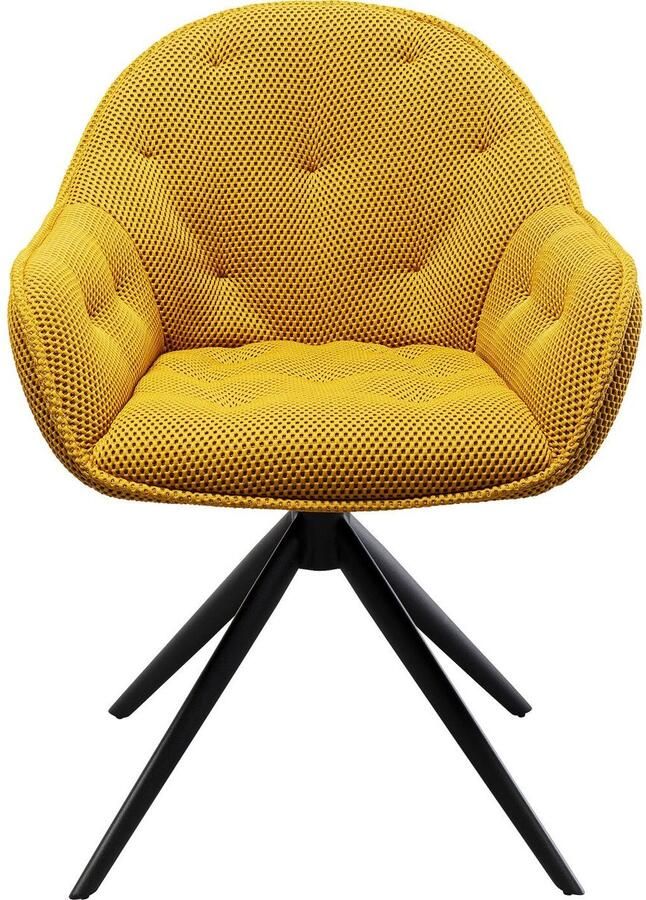 Kare Design Draaistoel met armleuningen Carlito Mesh geel