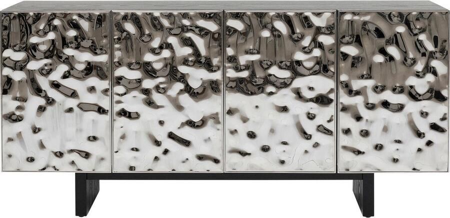 Kare Design Caldera Dressoir 4-Deurs Zilver|Zwart