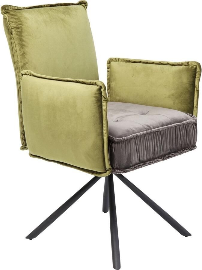 Kare Design Stoel met armleuningen Chelsea groen en grijs