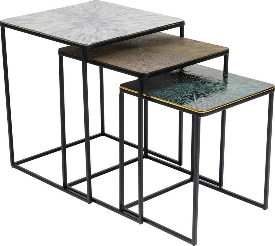 Kare Design Kare Bijzettafel Ray Square (set van 3)