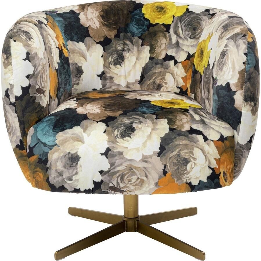 Kare Design Peony Draaibare Fauteuil Bloemenprint Geel