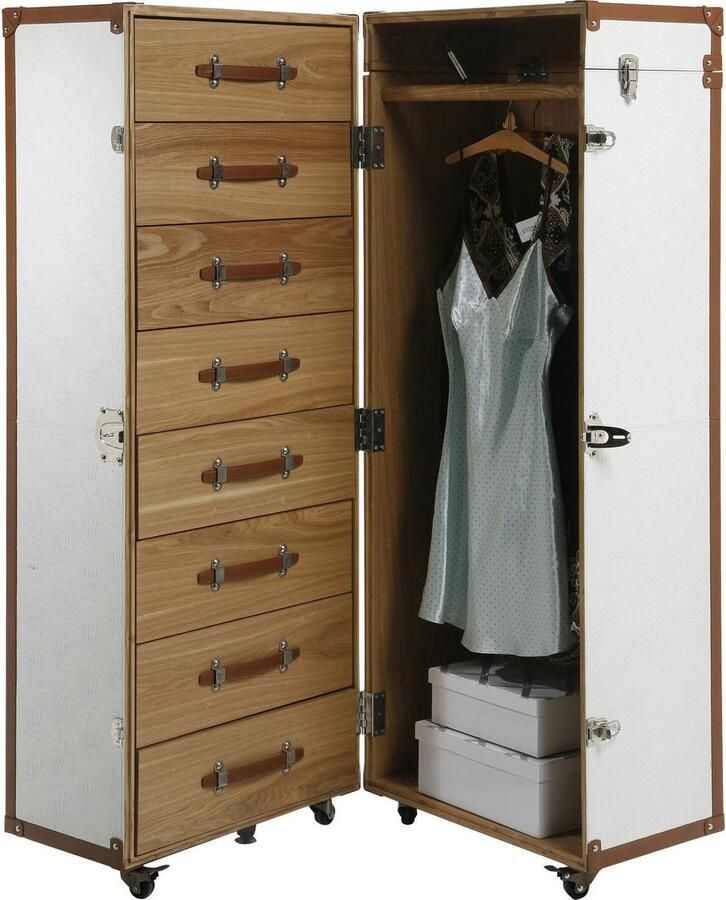 Kare Design Kare Kledingkast Trunk Croco White Cosmopolitan