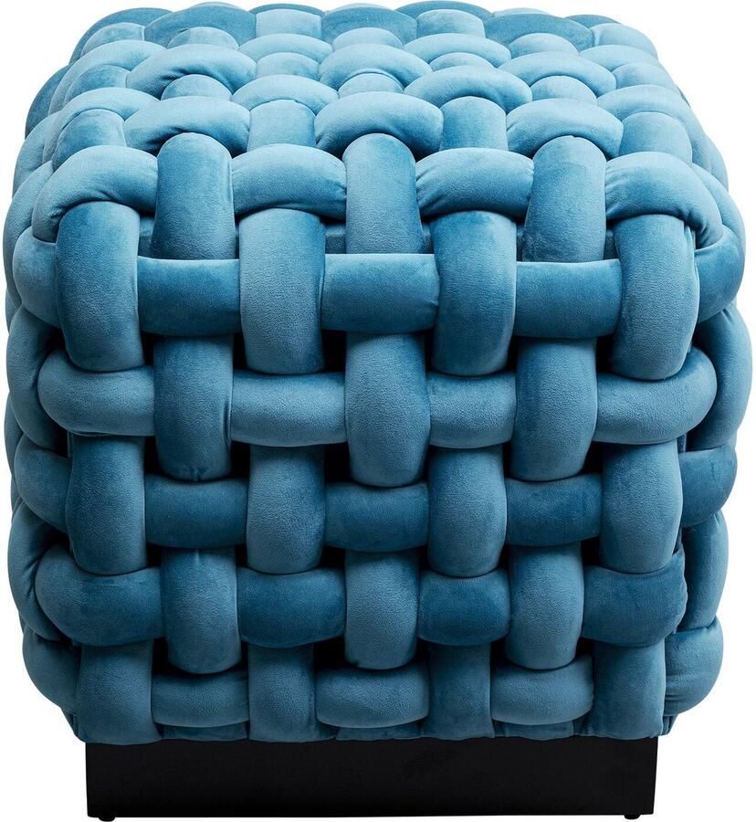 Kare Design Kruk Weave fluweel blauw