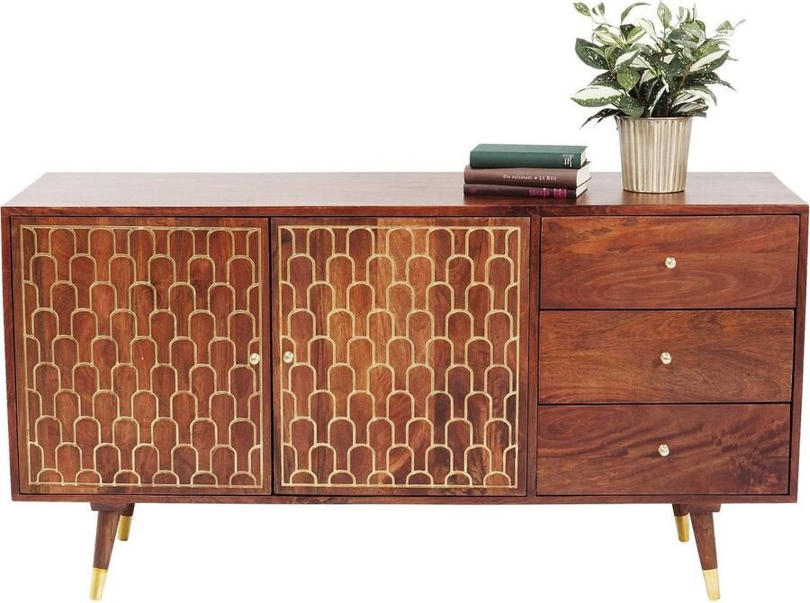 Kare Design Muskat Dressoir 2-Deurs 3-Laden B145 X H45 X H75 Cm Bruin Mangohout