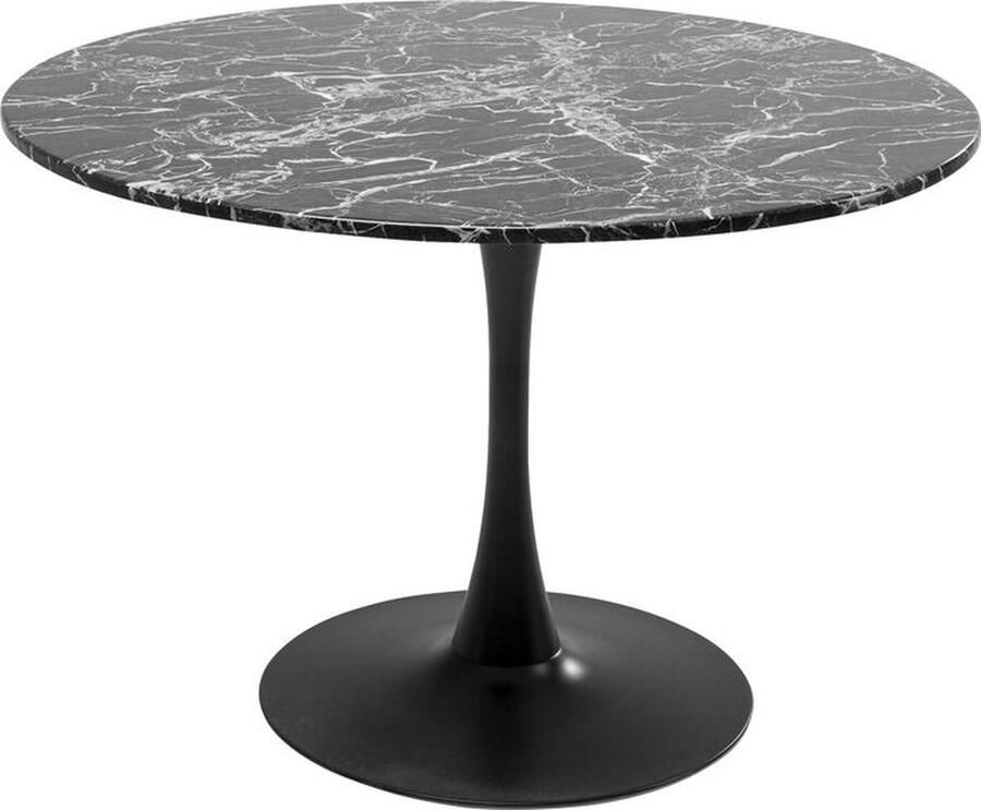 Kare Design Ronde Eettafel van mdf met Marmer Print Zwart Ø110cm