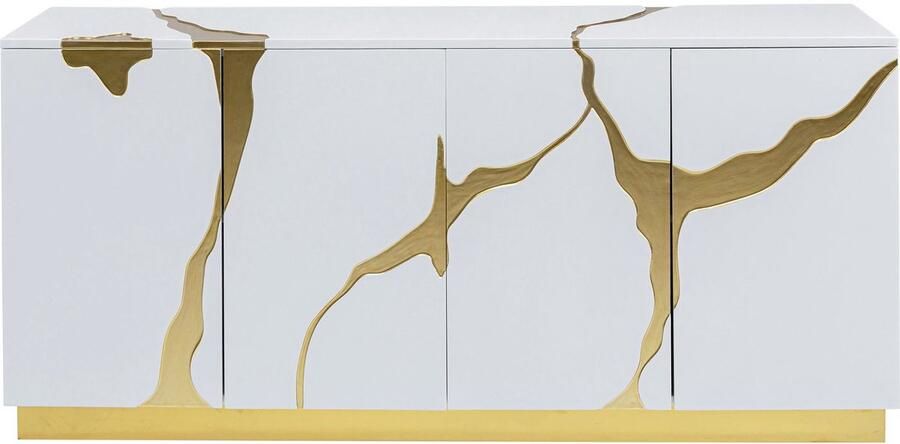 Kare Design Dressoir Cracked wit en goud