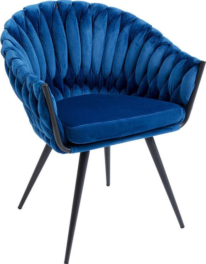 Kare Design Knot Stoel met armleuningen fluweel blauw