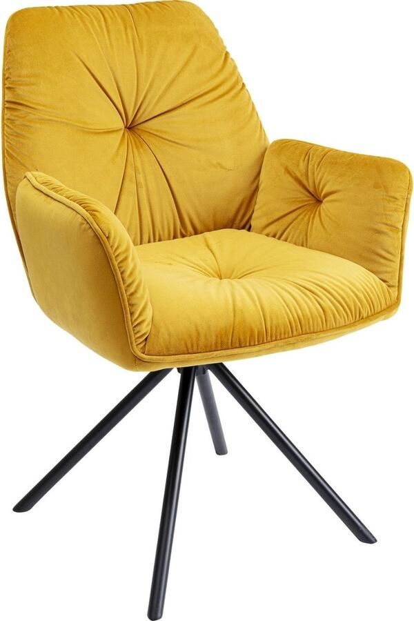 Kare Design Stoel met armleuningen Mila geel fluweel